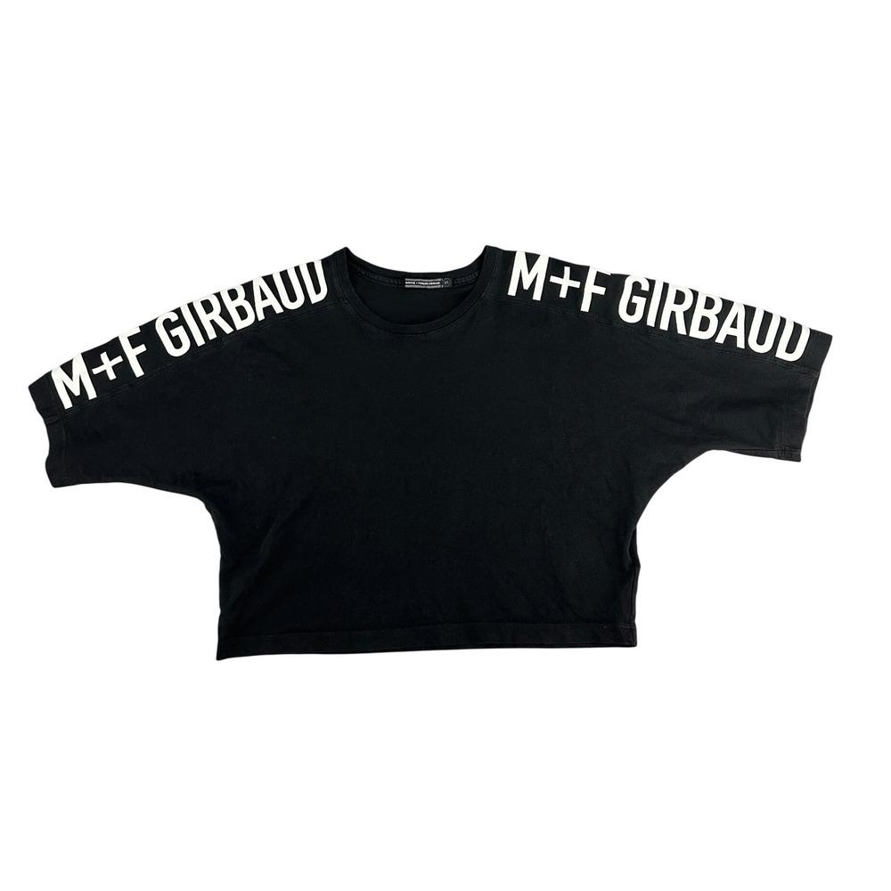 Marithe Francois Girbaud Black Cropped Batwing Streetwear T-Shirt Women S Logo